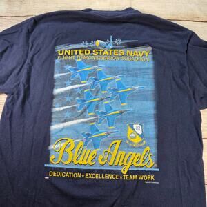 Blue Angels Gildan T-Shirt Men's Navy Blue L 100% Cotton Graphic Print